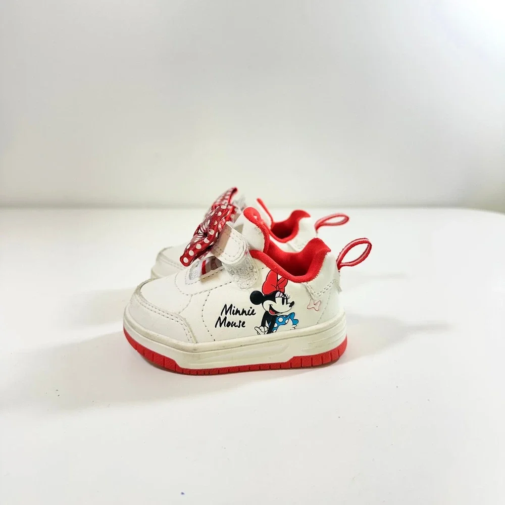 Disney Baby Minnie Mouse White Red Polka Dot Bow Sneakers Infant Size 2